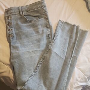 LOFT Blue Ankle Cropped Jeans with Soft Denim